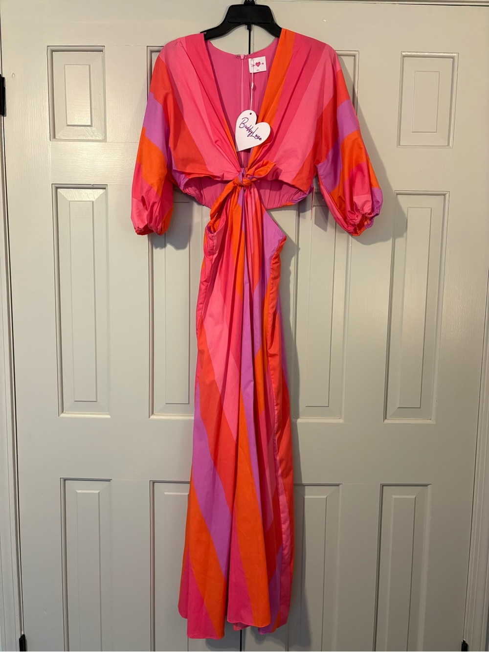 NEW Buddy Love Small Maxine Striped Tie-Front Side Cut Out Maxi Dress - Picture 3 of 9